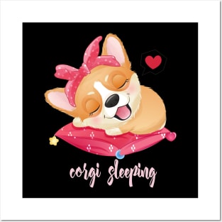 cute little corgi sleeping pillow tshirt Posters and Art